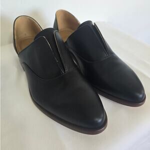 Nisolo Emma D'Orsay Oxford 2.0 Black Leather Slip On Shoes Size 8
